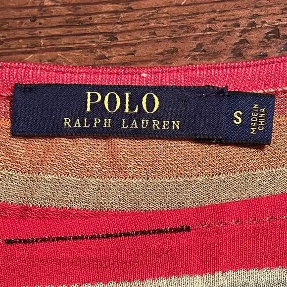 Polo Ralph Lauren Women's Western Aztec Tunic Top Red Striped Small Short Sleeve - Picture 8 of 12